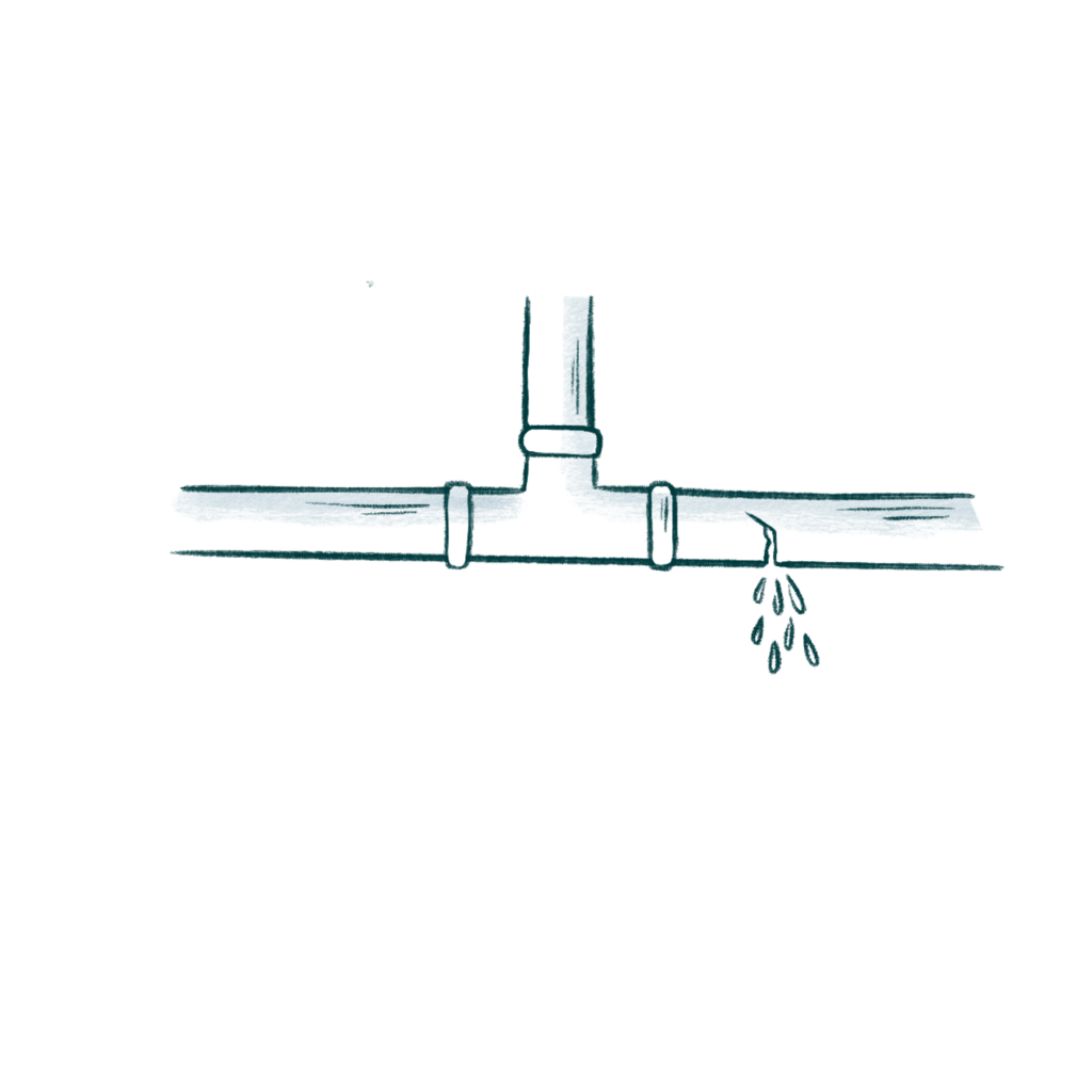 leaking pipe tee